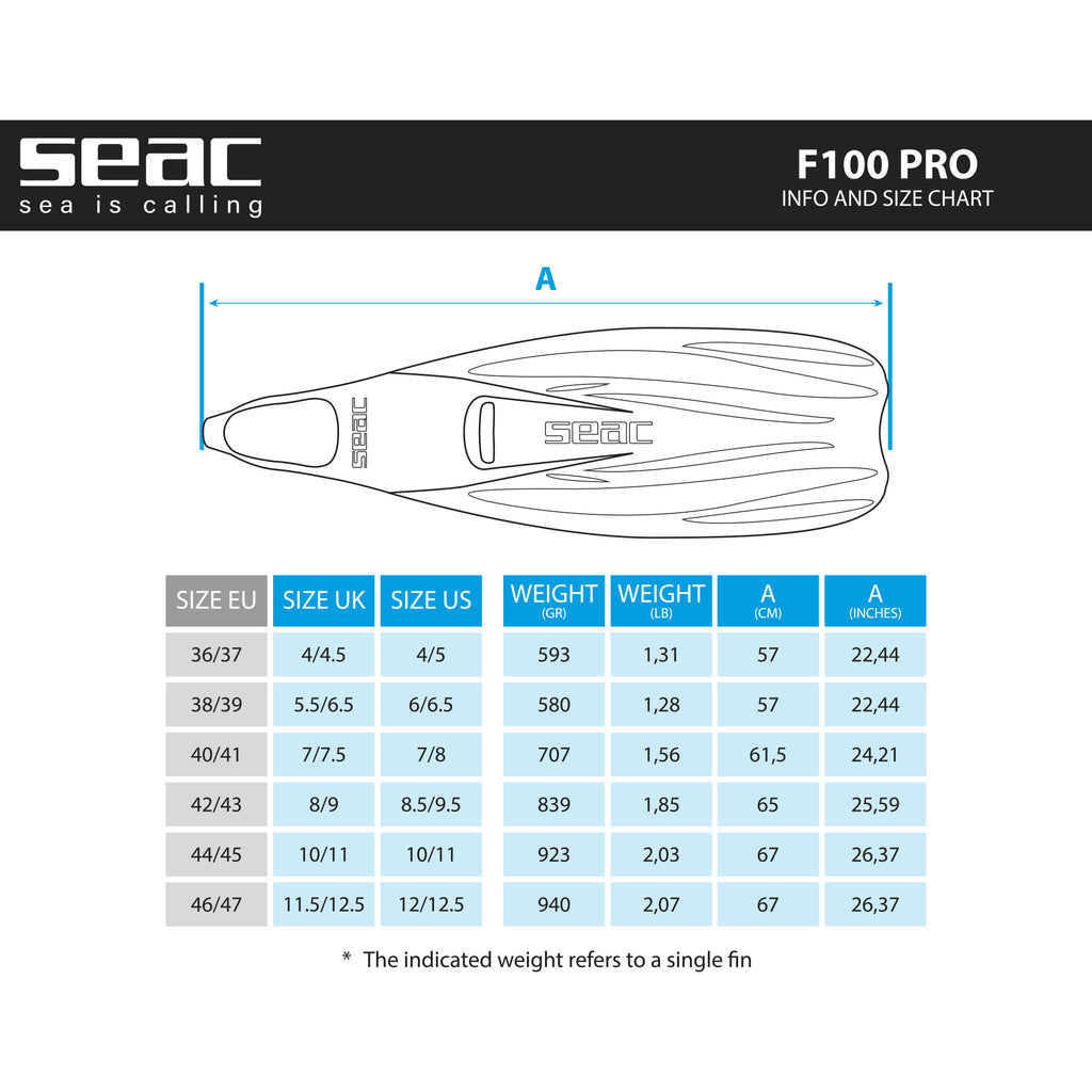 SEAC Full Foot Fin F-100 Pro