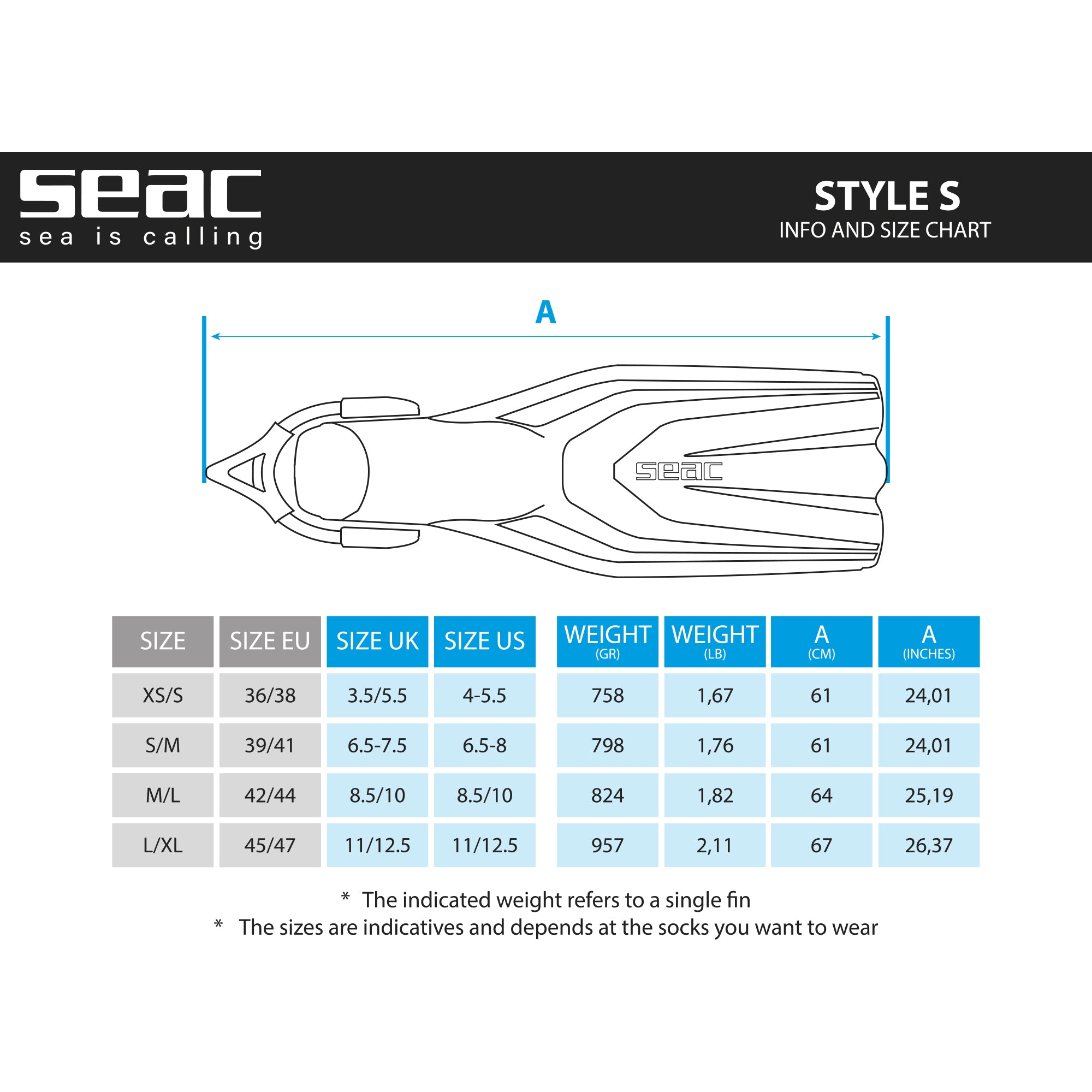 SEAC Open Heel Fin Style Sling Strap